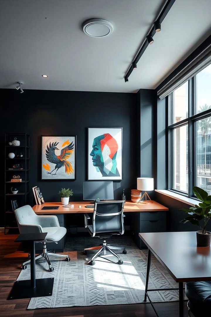 Art Inspired Dark Interiors - 22 dark home office design ideas