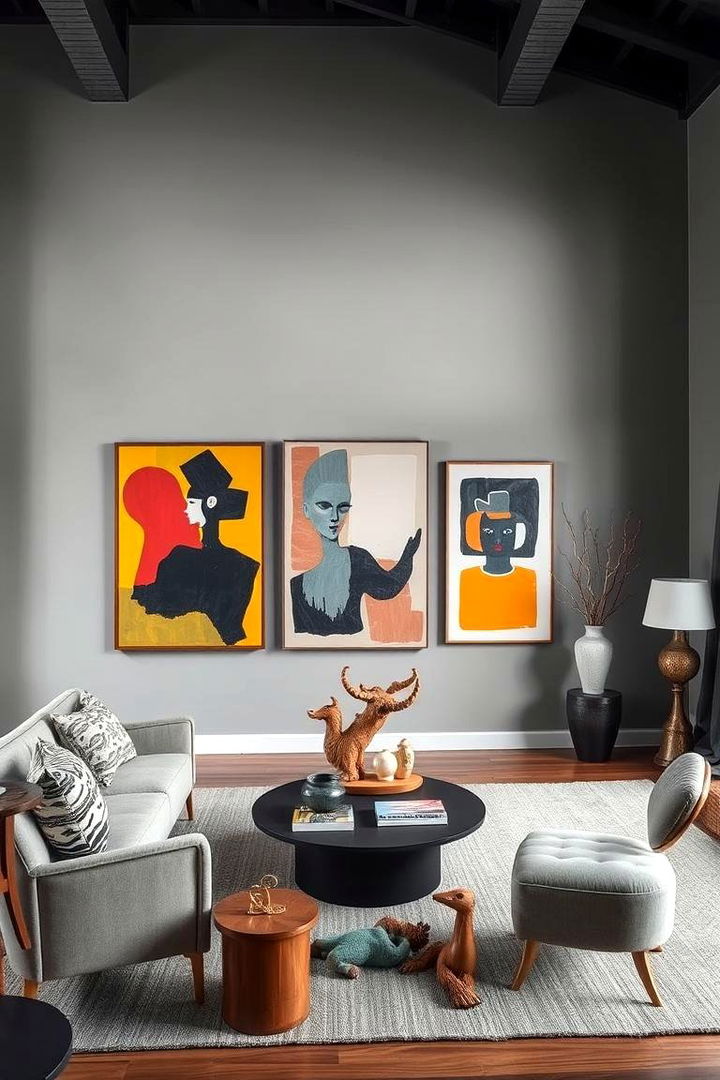 Art Inspired Gray Room - 22 Gray Living Room Ideas