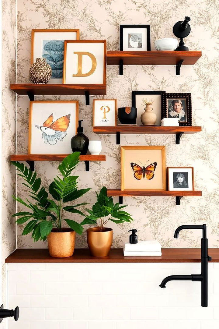 Art Inspired Shelves to Enhance Aesthetics - 22 Bathroom Wall Storage Ideas