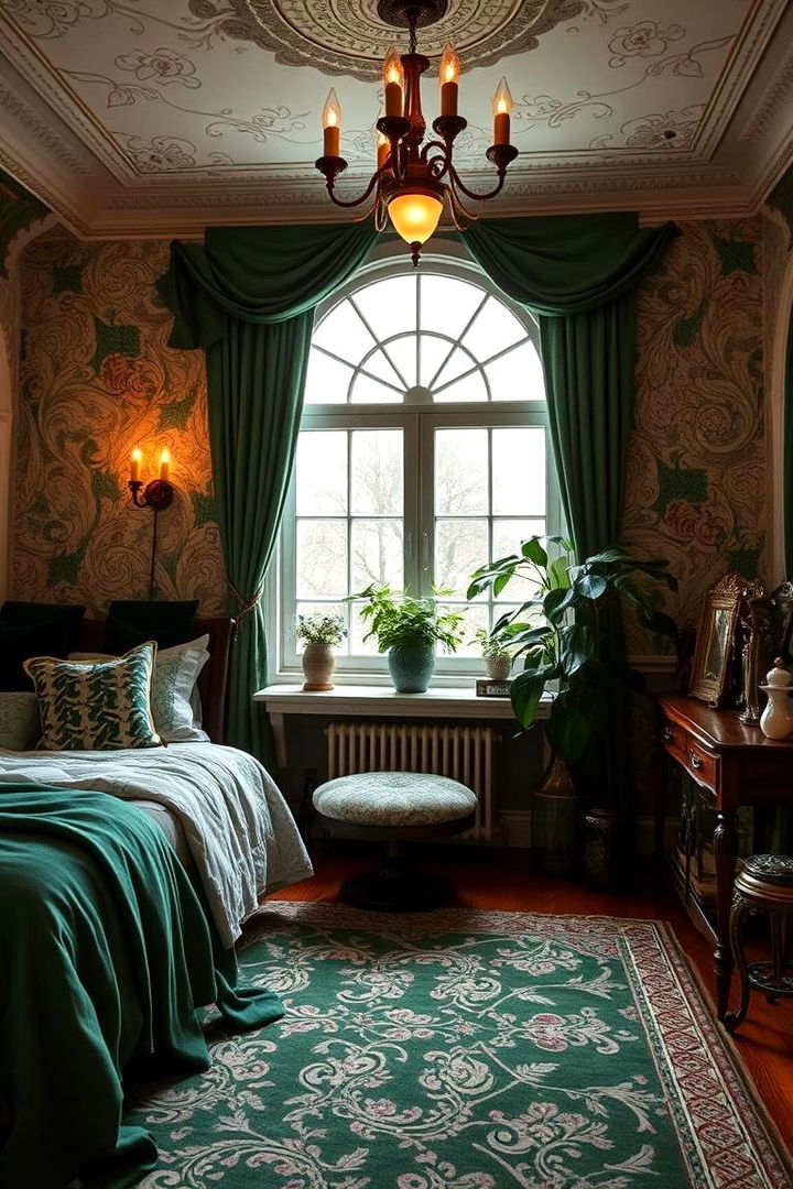 Art Nouveau Emerald Styling - 22 Emerald Green Bedroom Ideas