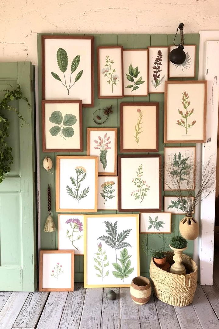 Art and Nature Collage - 22 Rustic Sage Green Living Room Ideas