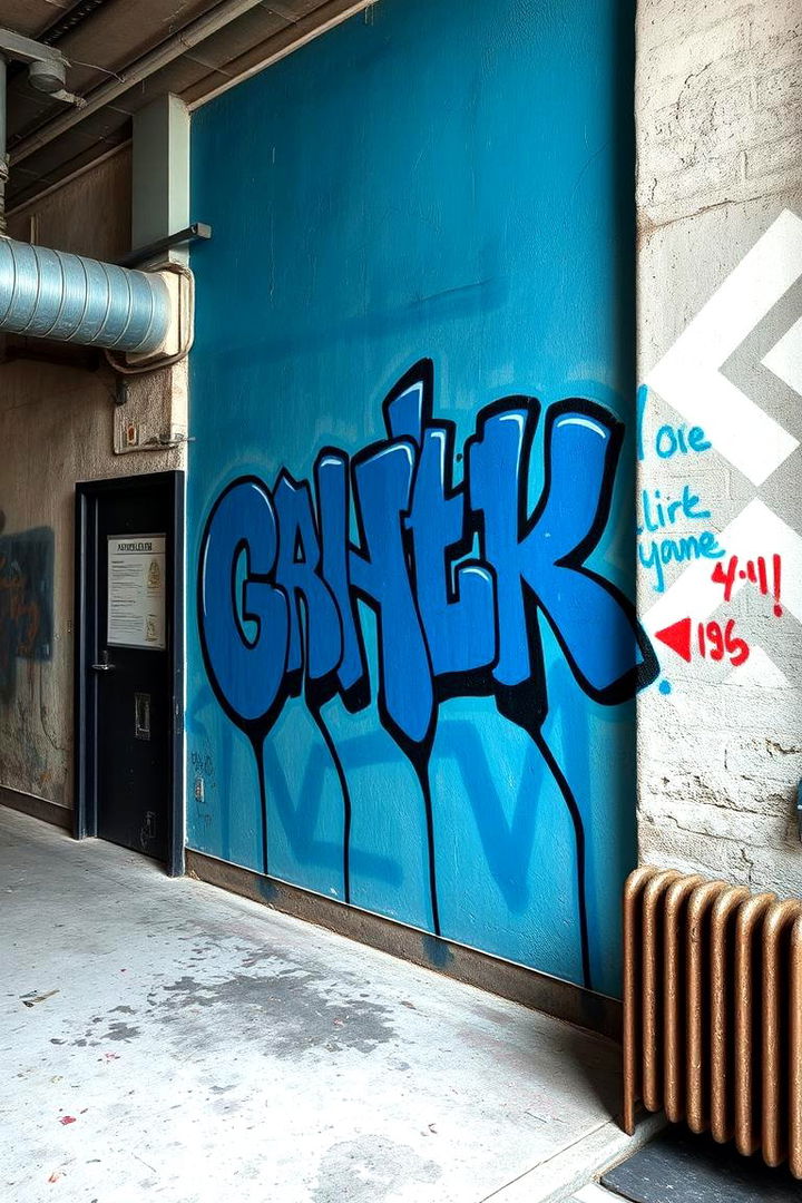 Artful Blue Graffiti - 22 Blue Accent Wall Ideas