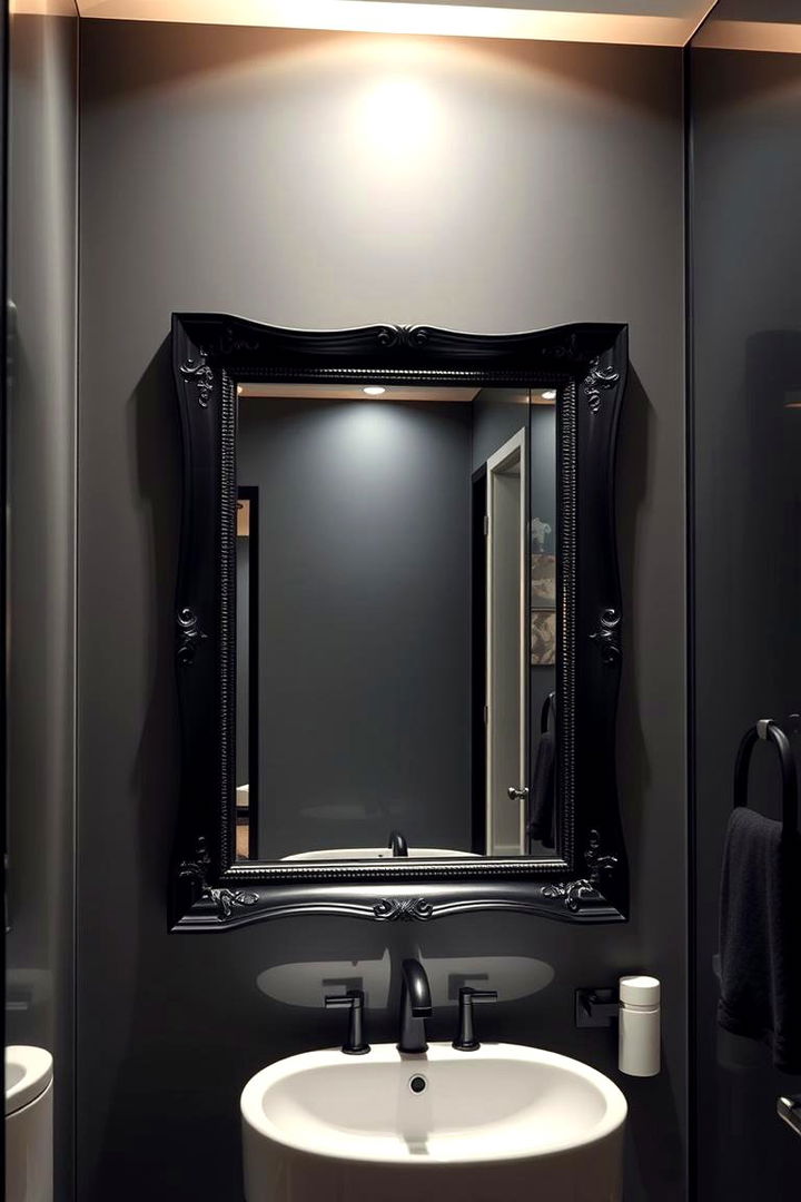 Artful Dark Mirrors - 22 Dark Bathroom Ideas