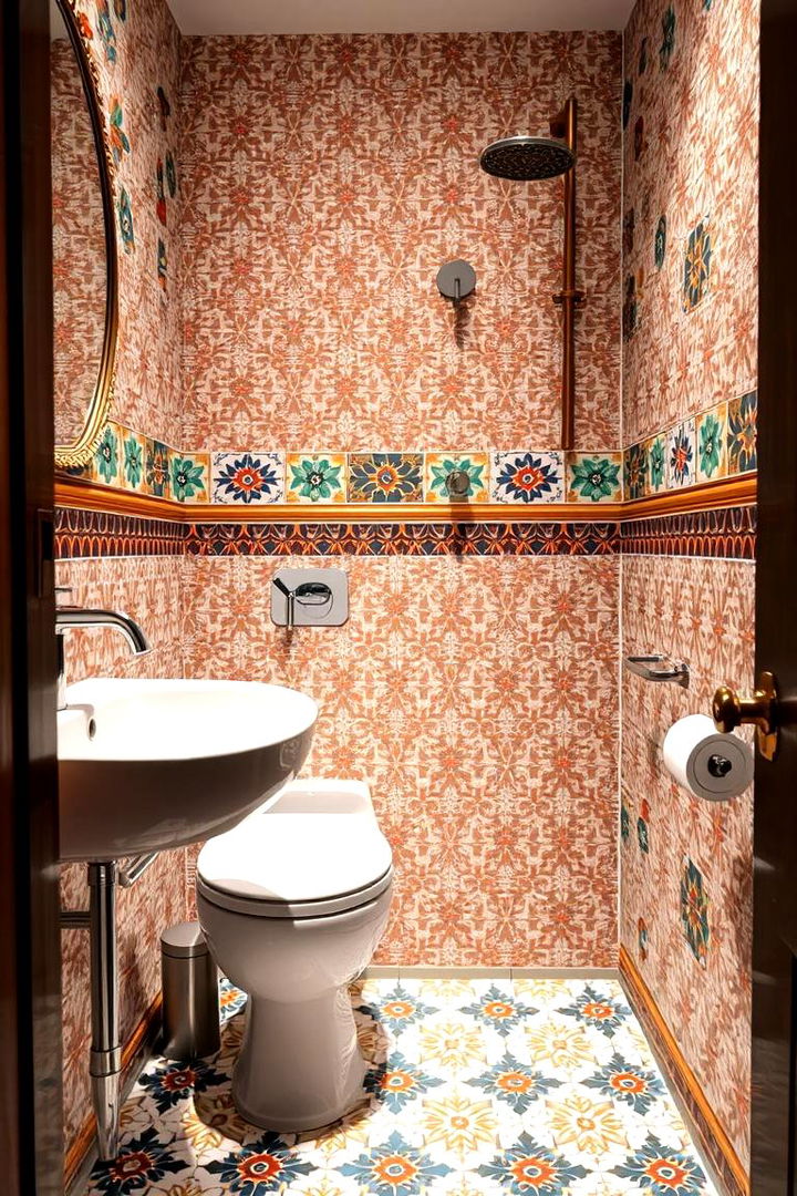 Artful Expression with Patterned Ceramic Tiles - 22 Small Bathroom Flooring Ideas