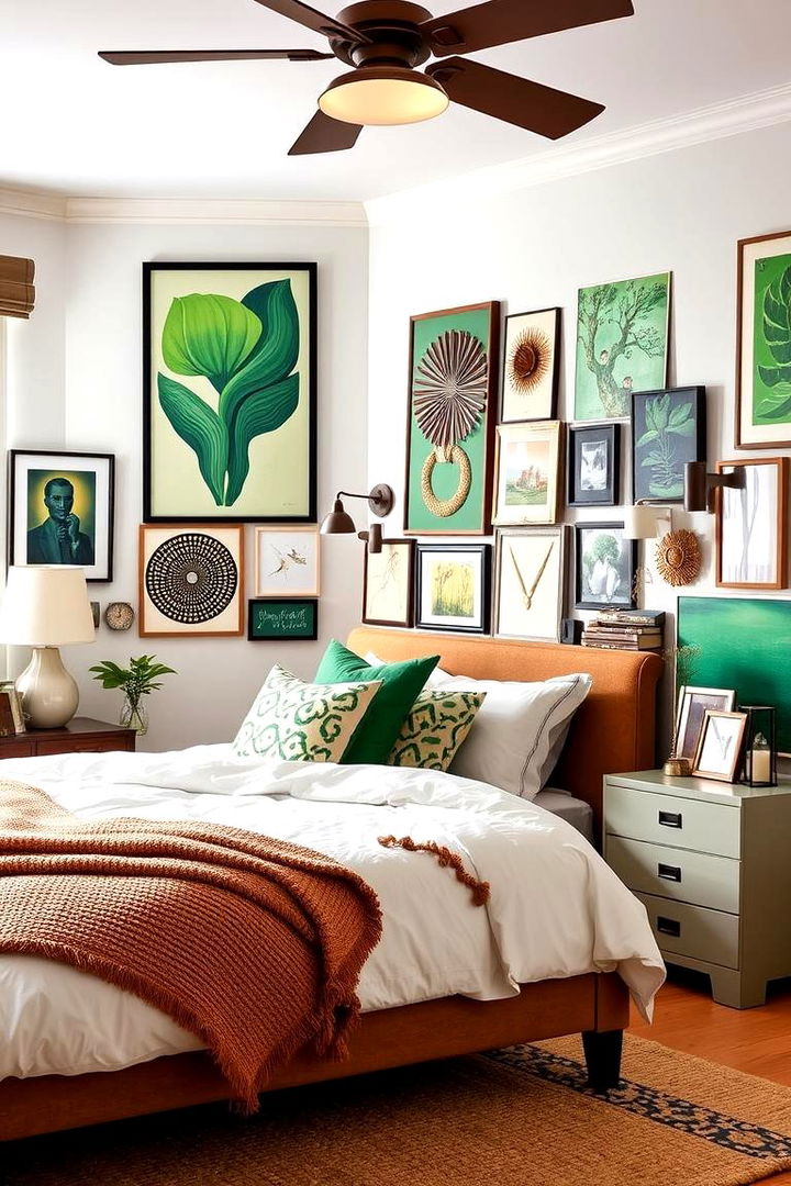 Artful Expressions Bold Green Accents - 22 Green and Brown Bedroom Ideas