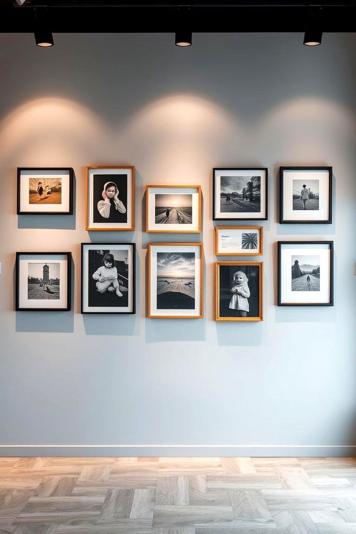 Artful Gallery Wall Creation - 22 Grey and White House Interior Design Ideas