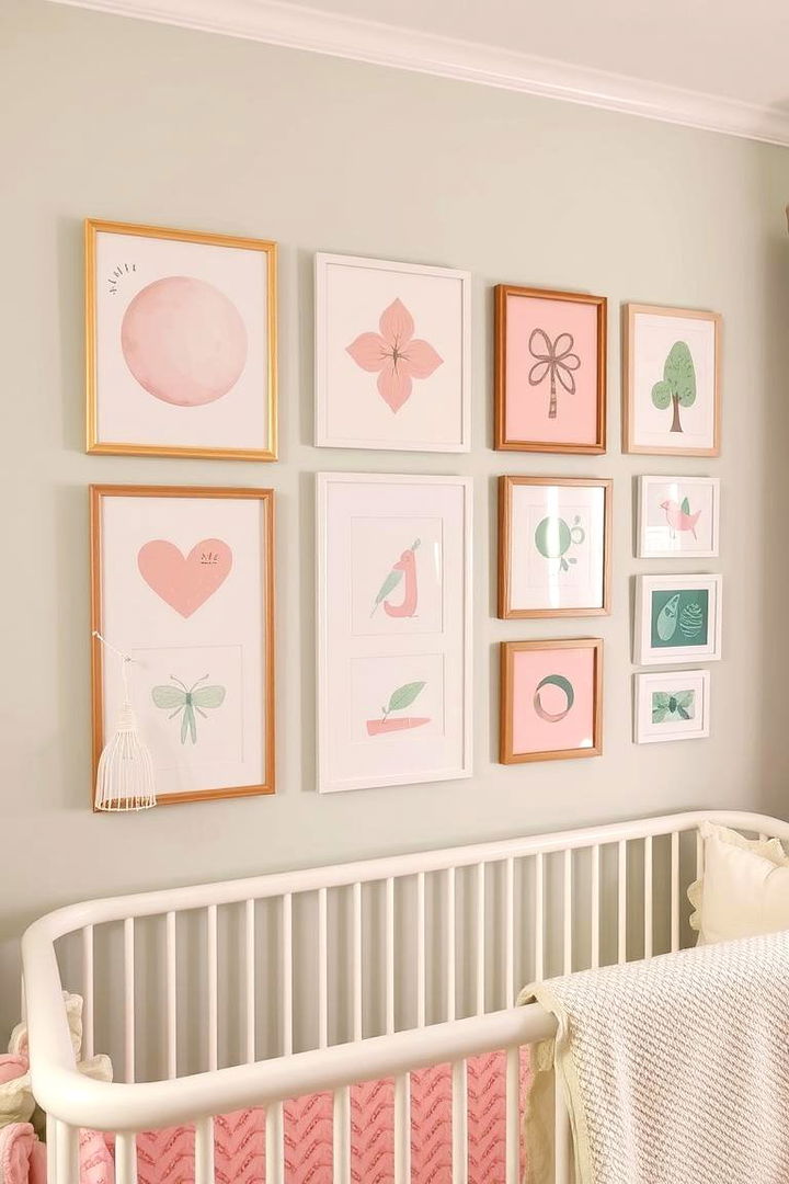 Artful Gallery Walls - 22 Pink and Green Nursery Ideas