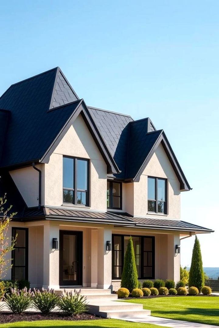 Artful Geometric Precision - 22 Exterior Home with a Black Roof Ideas