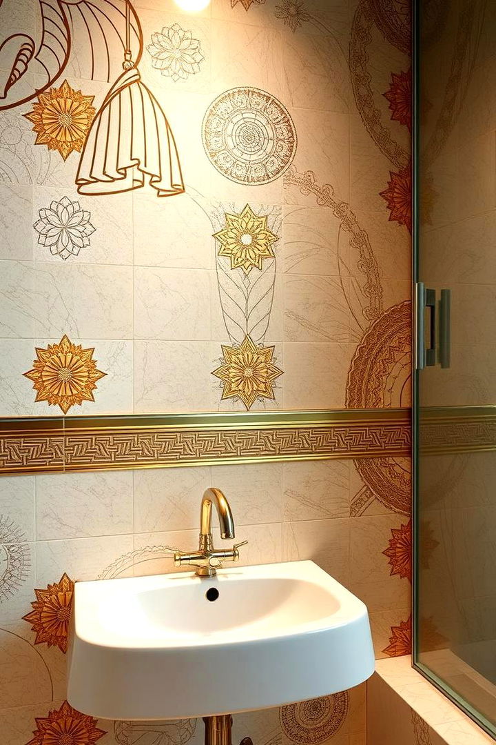 Artful Gold Tile Patterns - 22 Gold Bathroom Ideas