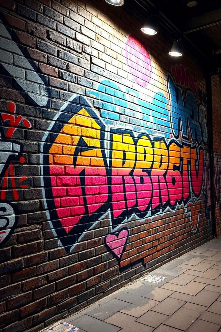 Artful Graffiti Brick Mural - 22 Brick Wallpaper Ideas