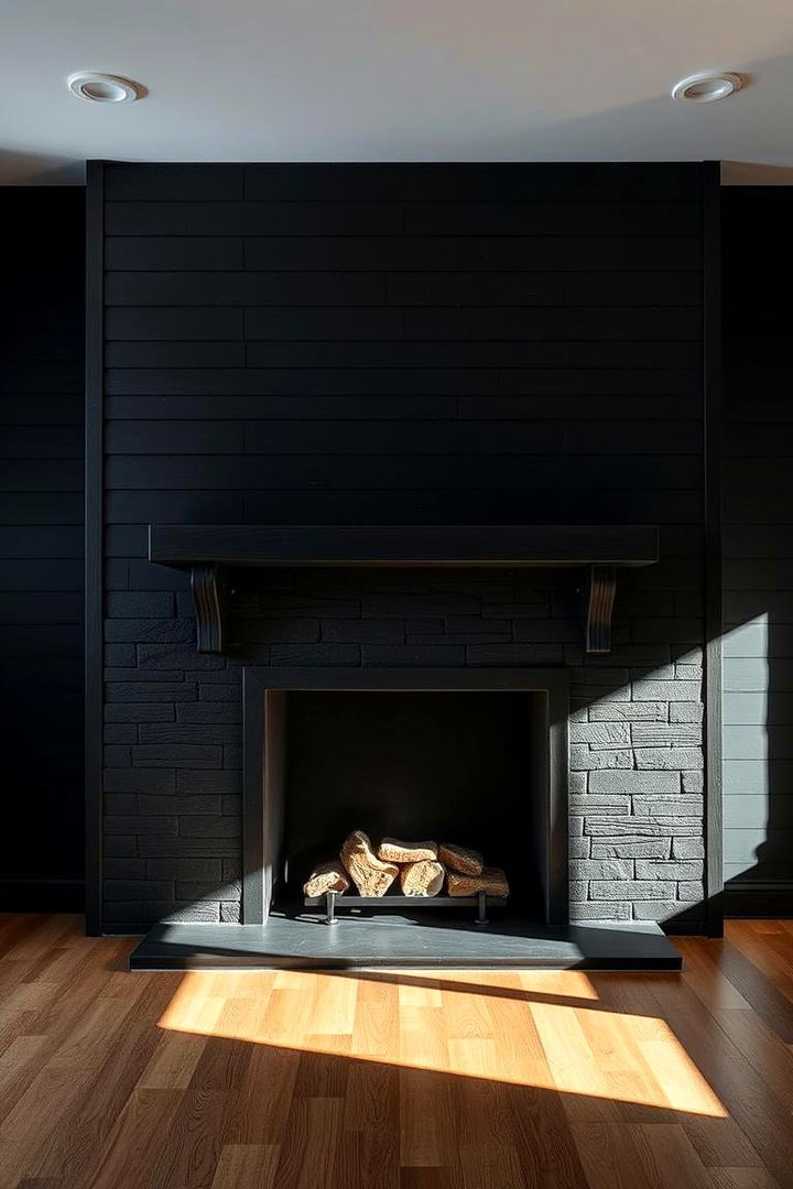 Artful Lighting Integration - 22 Black Shiplap Fireplace Ideas