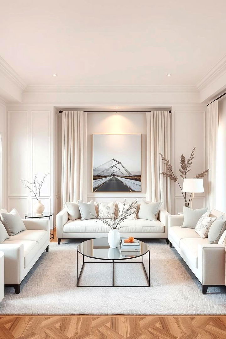 Artful Monochrome Fusion - 22 Cream Living Room Ideas