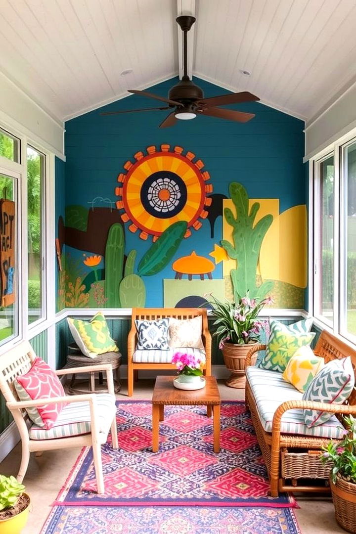 Artful Murals and Decor - 22 Small Screened-in Porch Ideas