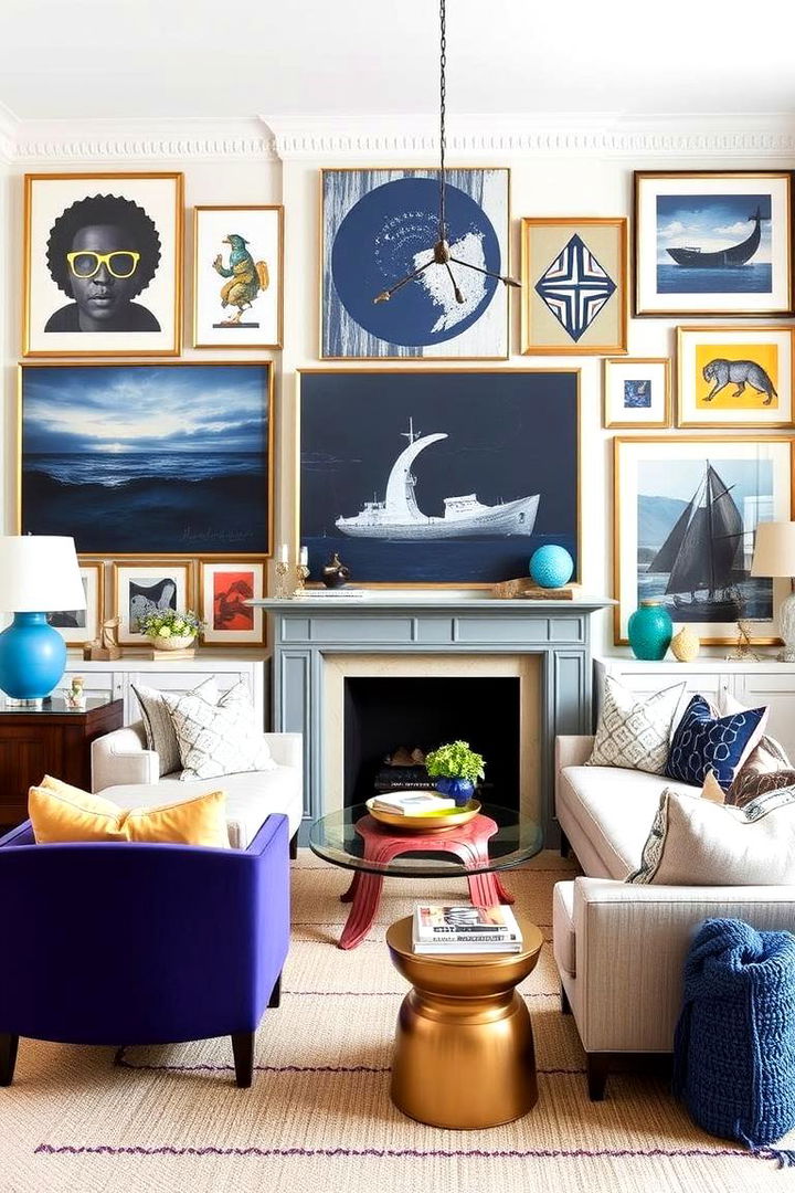 Artful Navy Decor - 22 Navy Living Room Ideas