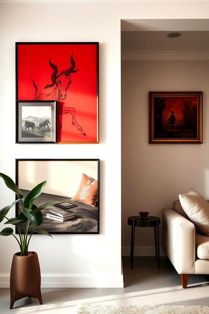 Artful Red Wall Decor - 22 Red Living Room Ideas