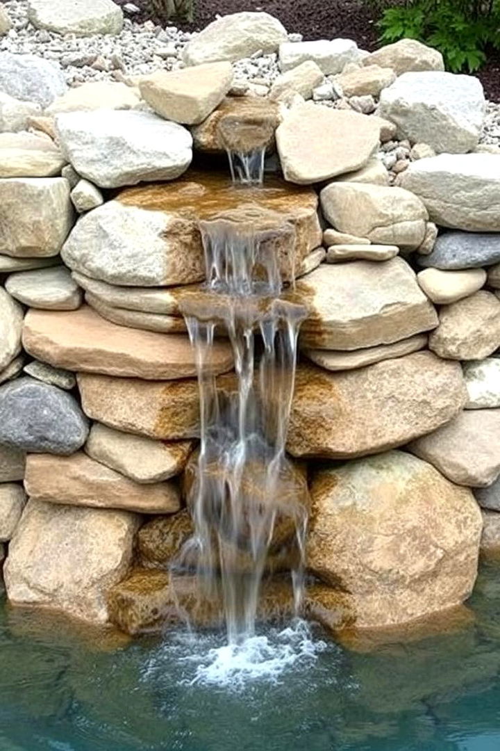Artful Stone and Pebble Cascade - 22 Small Pool Waterfall Ideas