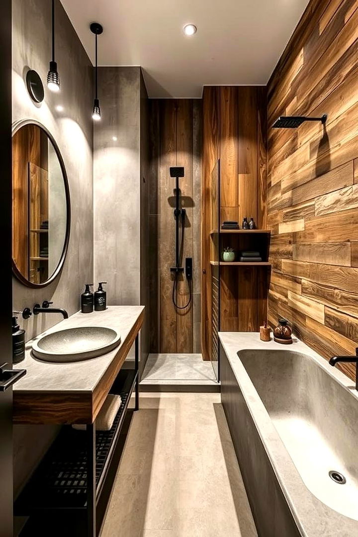 Artful Use of Industrial Accents - 22 Modern Farmhouse Bathroom Ideas