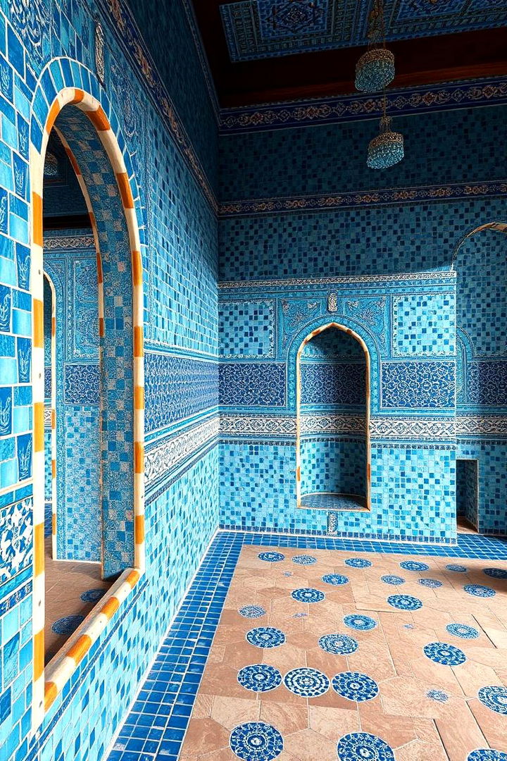 Artisan Blue Mosaic Details - 22 Blue Living Room Ideas