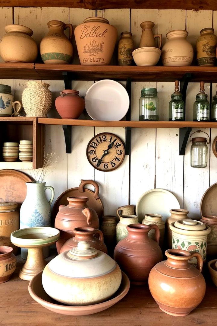 Artisan Pottery and Mason Jar Accents - 22 Country Bathroom Ideas