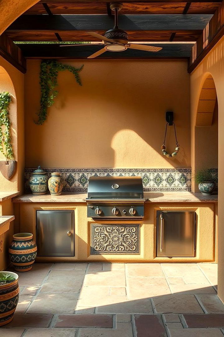 Artisan Tile Work Details - 22 Stucco Outdoor Kitchen Ideas