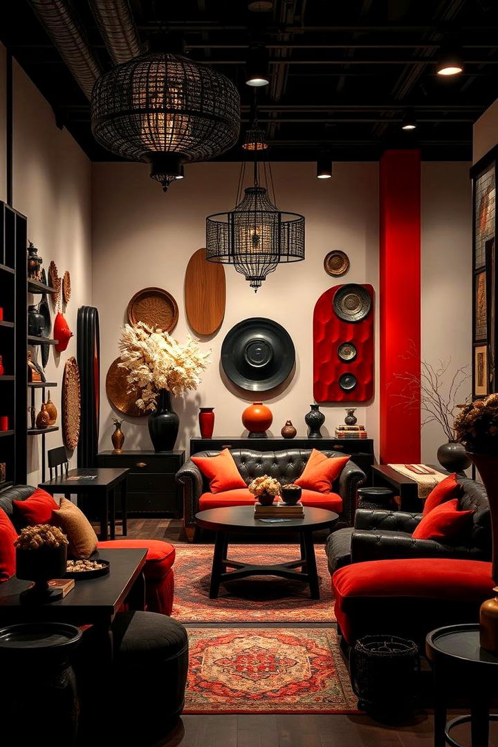 Artisanal Craftsmanship Showcase - 22 Black and Red Living Room Ideas