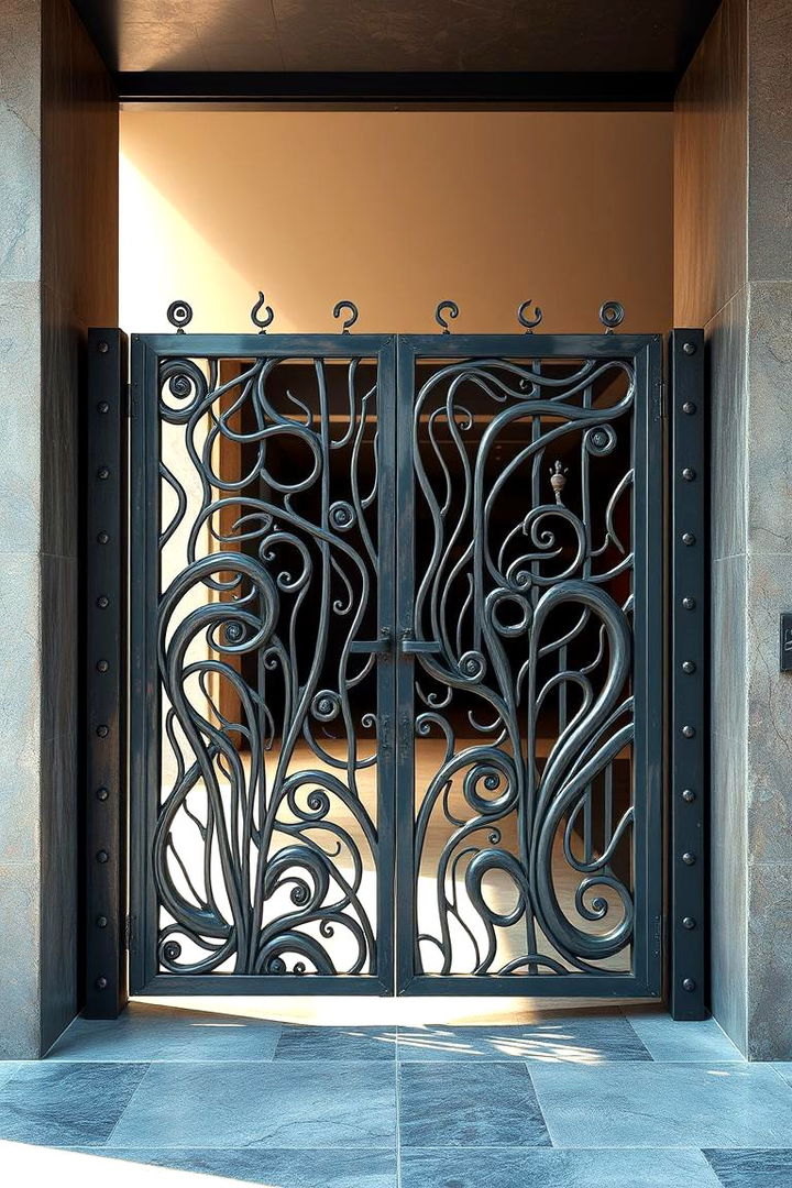 Artistic Abstract Metal Design - 22 Metal Garden Gate Ideas