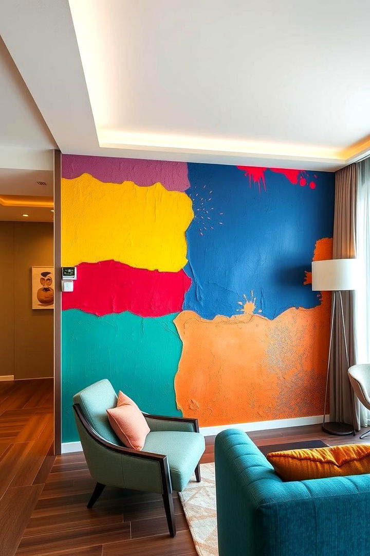 Artistic Accent Walls - 22 Glam Living Room Ideas