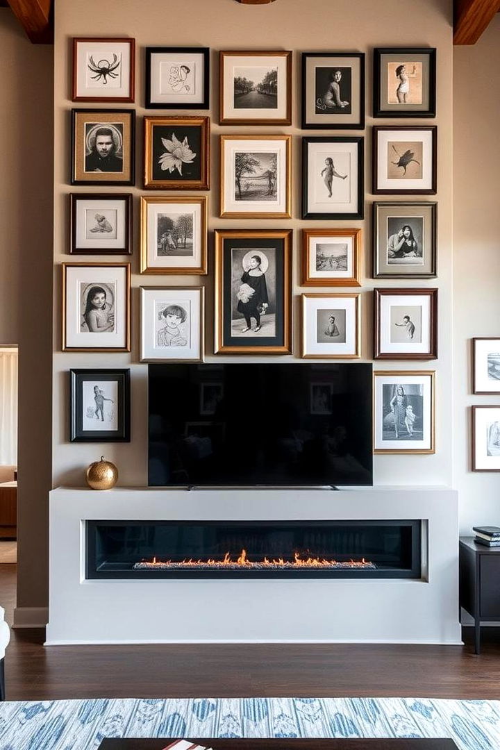 Artistic Accents Above the TV - 22 Linear Fireplace Ideas With Tv Above