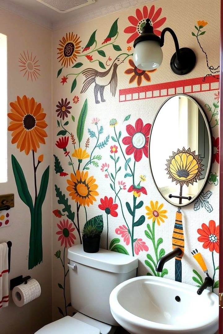 Artistic Accents and Murals - 22 Spanish Style Bathroom Ideas