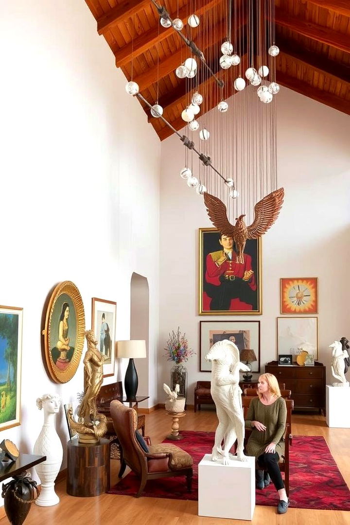 Artistic Accents and Sculptures - 22 Open Concept Vaulted Ceiling Living Room Ideas