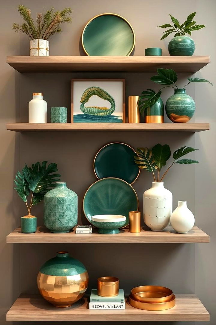 Artistic Accessory Displays - 22 Green and Gold Bathroom Ideas