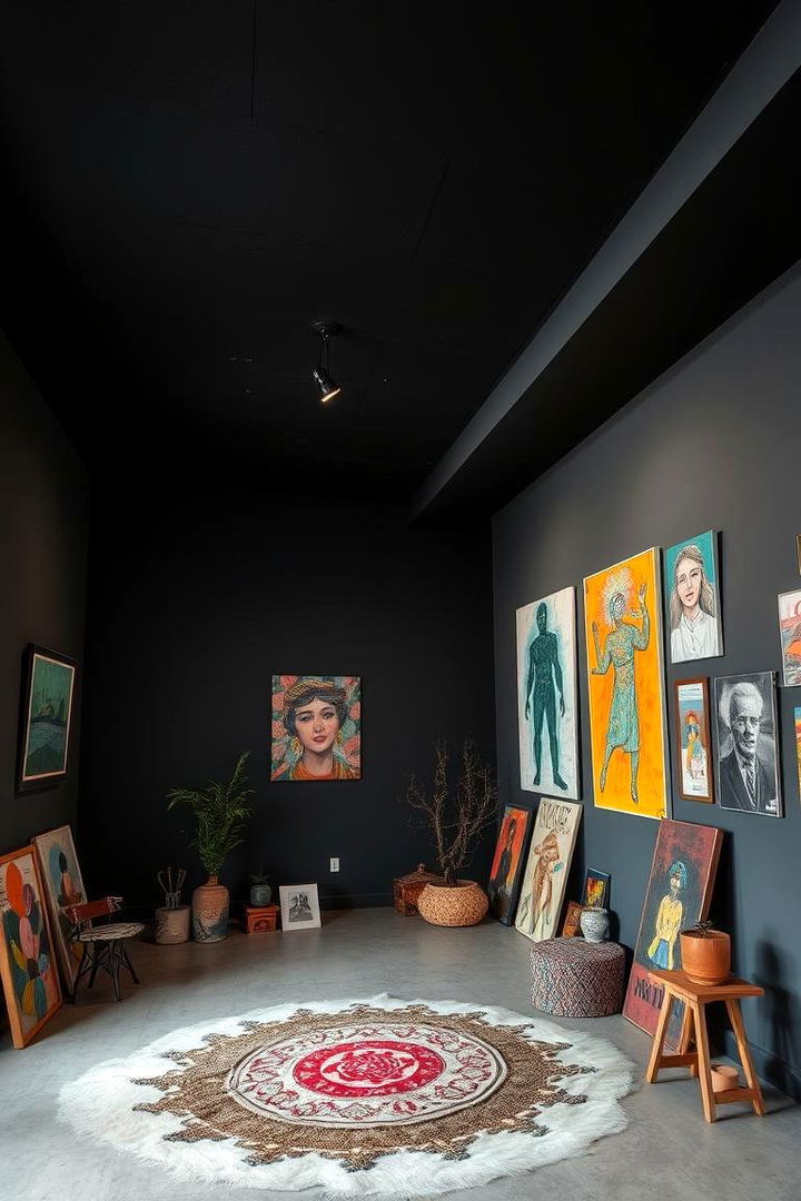 Artistic Backdrop Innovation - 22 Black Ceiling With Grey Walls