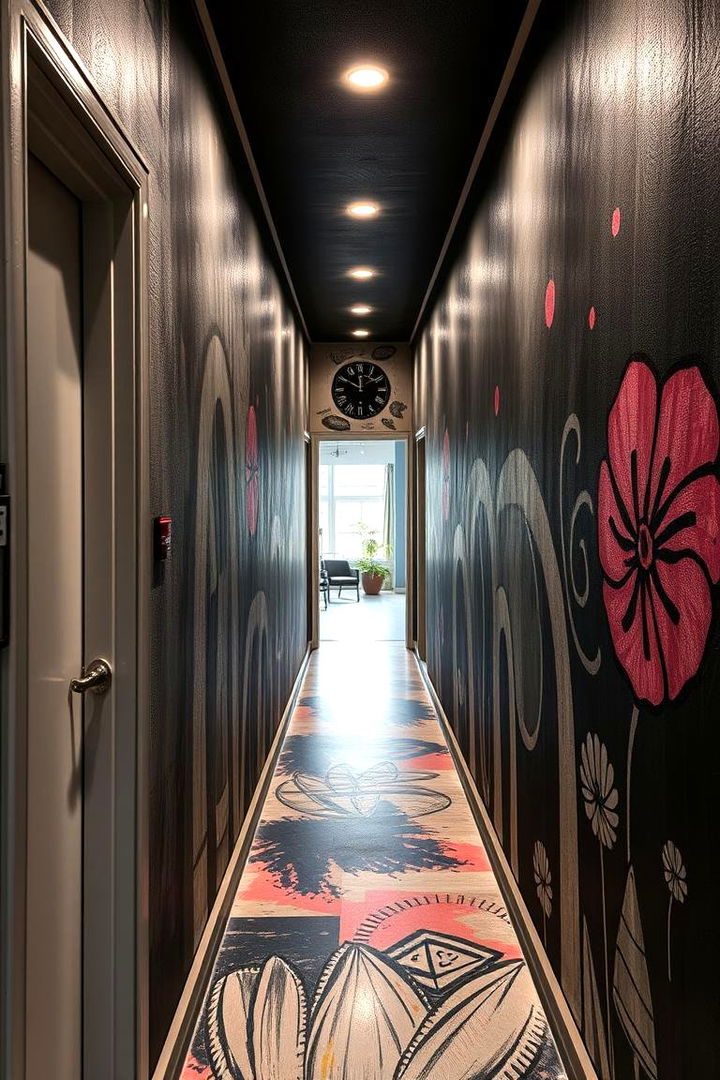 Artistic Black Wall Murals - 22 Black Hallway Ideas