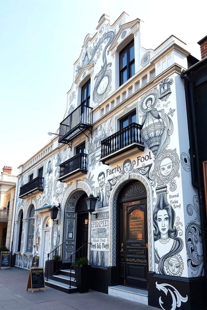 Artistic Black and White Murals - 22 Black and White House Exterior Ideas
