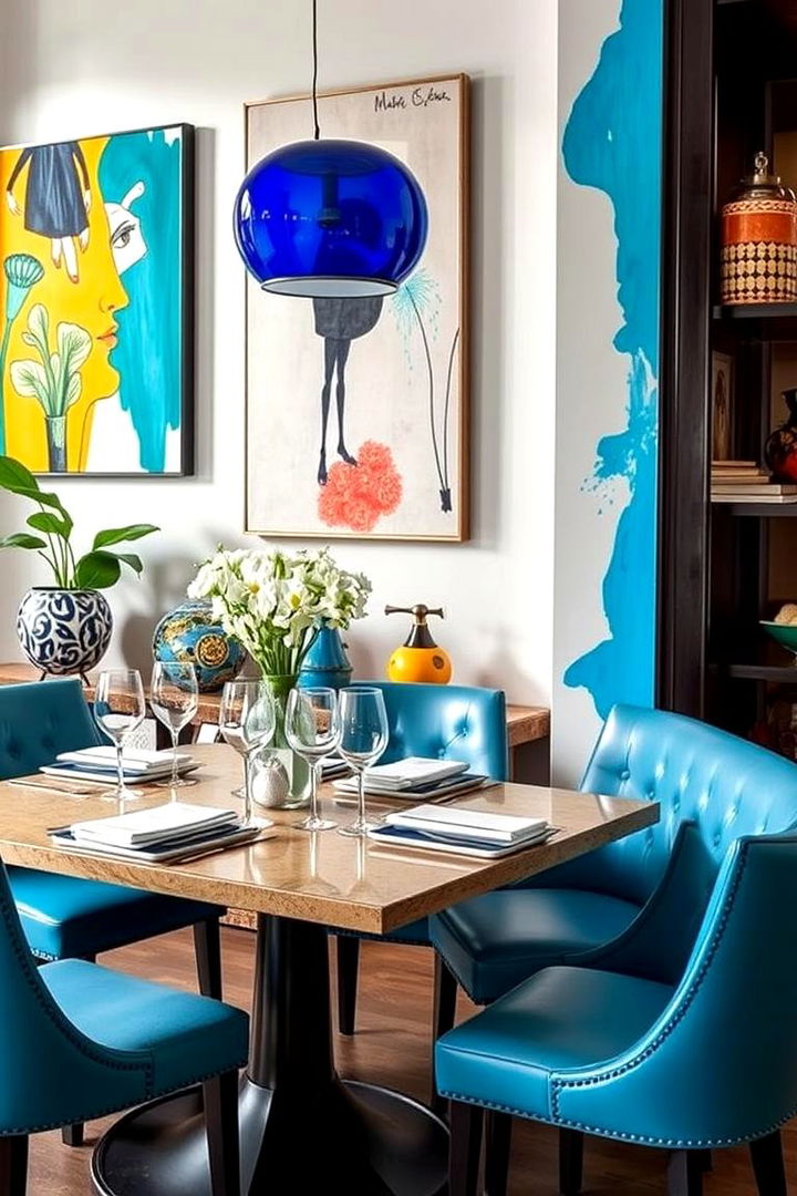 Artistic Blue Fusion - 22 Blue Dining Room Ideas