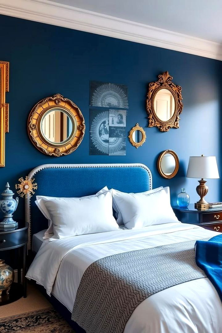Artistic Blue and Gold Accents - 22 Blue and Gold Bedroom Ideas