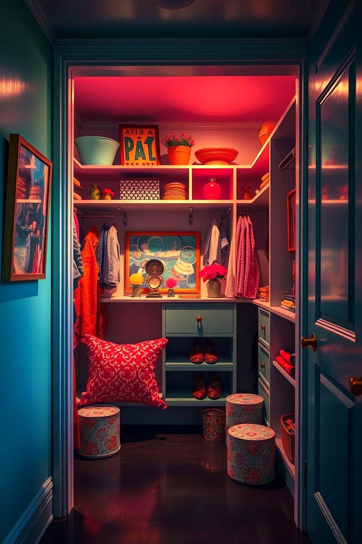 Artistic Bold Colored Entry Closet - 22 Entry Closet Ideas