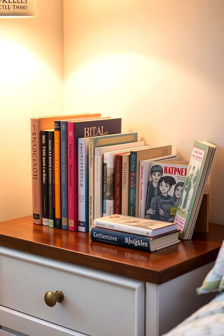 Artistic Book Display - 22 Nightstand Decor Ideas