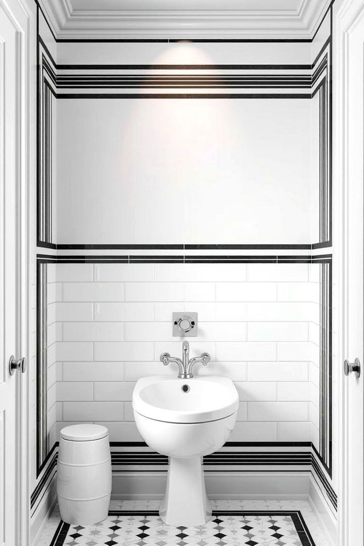 Artistic Border Accents - 22 Black and White Bathroom Tile Ideas