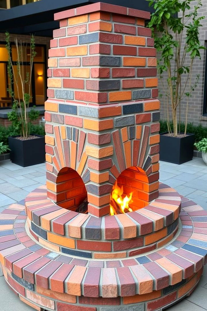 Artistic Brick Design with Patterns - 22 Brick Fire Pit Ideas