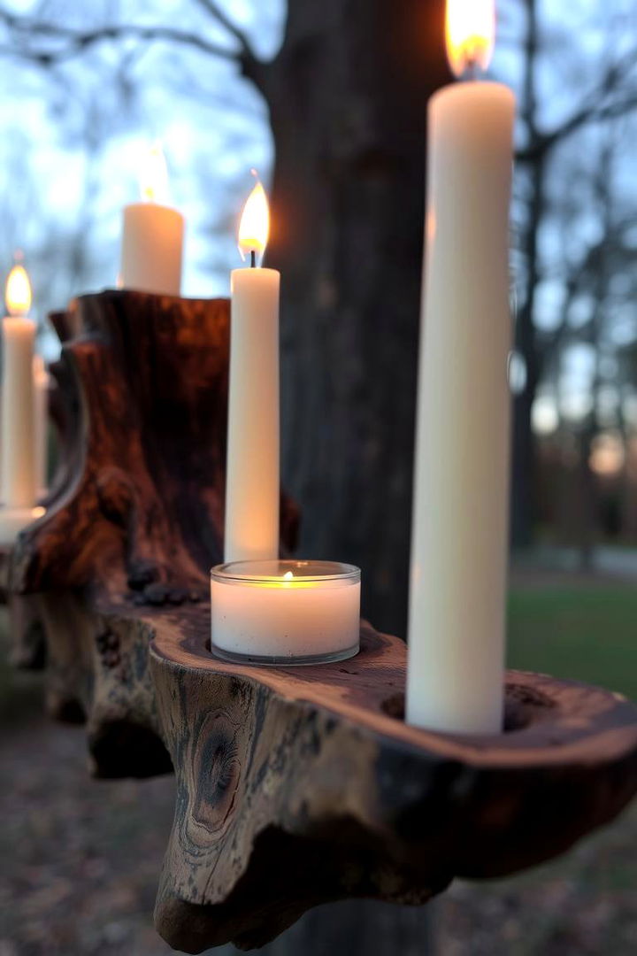 Artistic Candle Sconce - 22 Tree Stump Decorating Ideas