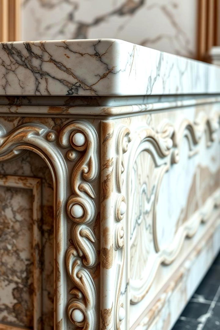 Artistic Carved Detailing - 22 Marble Kitchen Island Ideas
