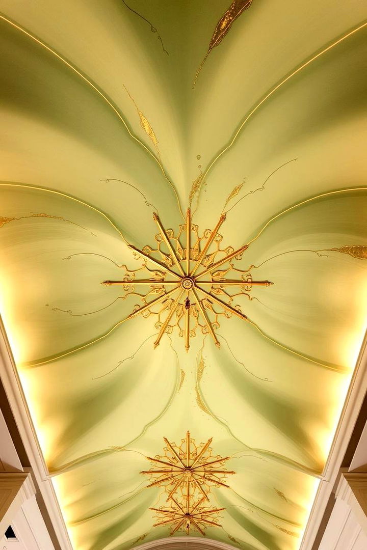 Artistic Ceiling Installations - 22 Green and Gold Bathroom Ideas