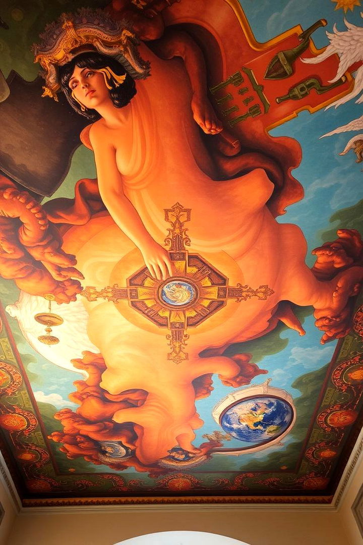 Artistic Ceiling with Mural Accents - 22 Man Cave Ceiling Ideas