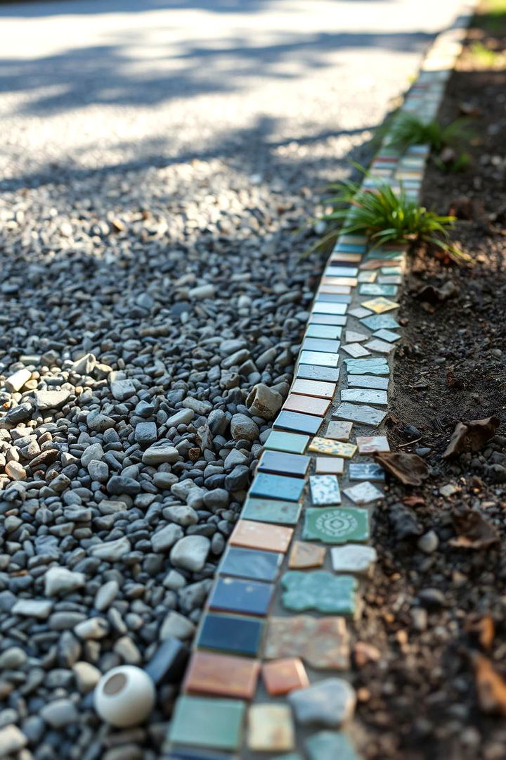 Artistic Ceramic Mosaic - 22 Gravel Driveway Edging Ideas