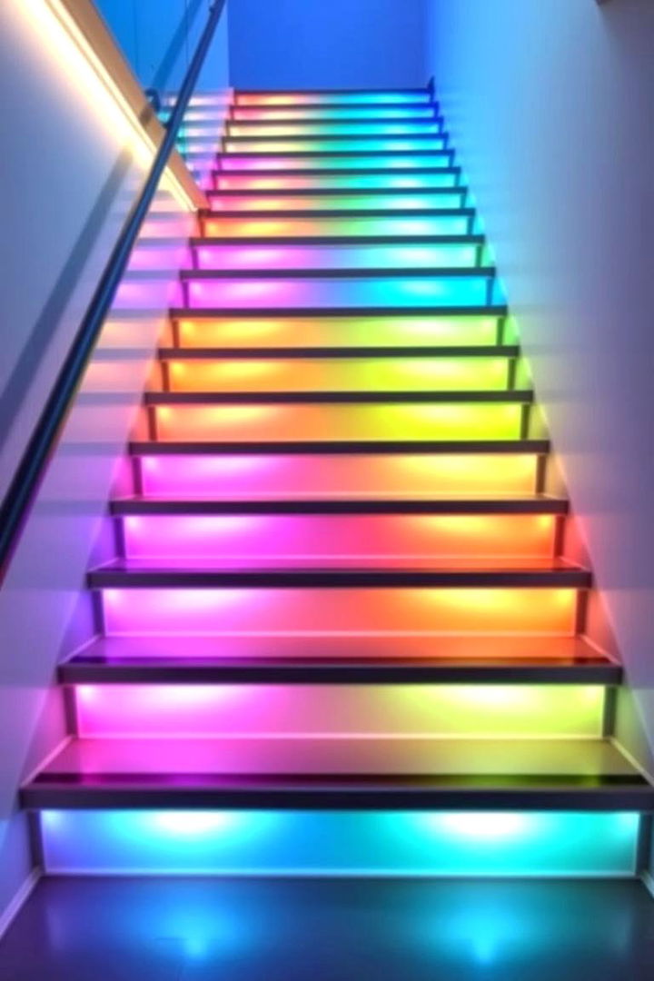 Artistic Color Changing LEDs - 22 Staircase Lighting Ideas