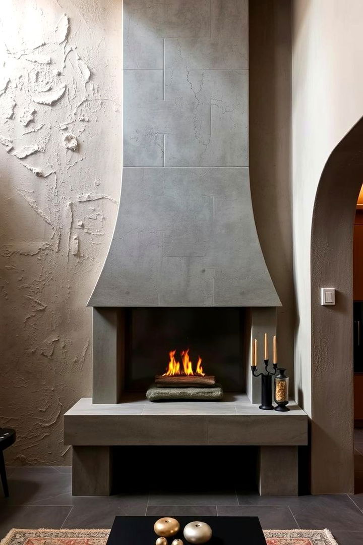 Artistic Concrete Surround Designs - 22 Small Living Room Fireplace Ideas