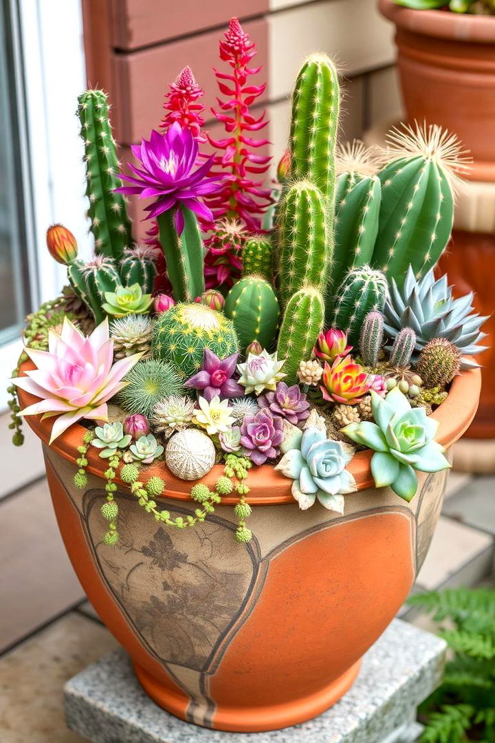 Artistic Contained Cactus Pot - 22 Cactus Garden Ideas