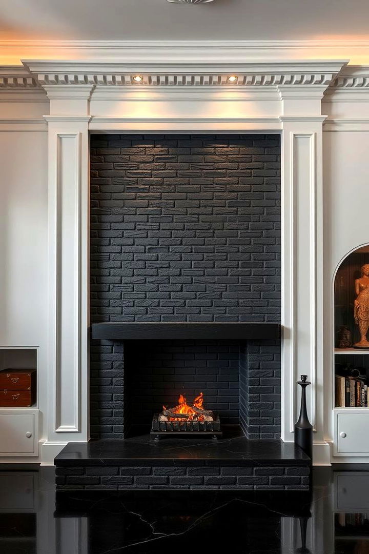 Artistic Contrast - 22 Black Brick Fireplace Ideas