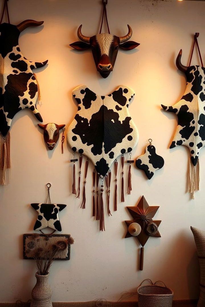 Artistic Cow Print Wall Hangings - 22 Cow Print Room Decor Ideas